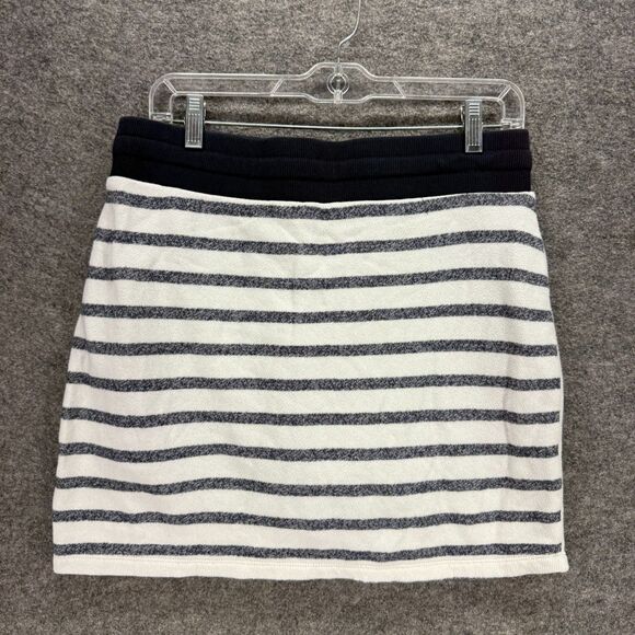 Jones New York Skort Women M Medium White Striped A-Line Midi Drawstring Cotton - Picture 2 of 8